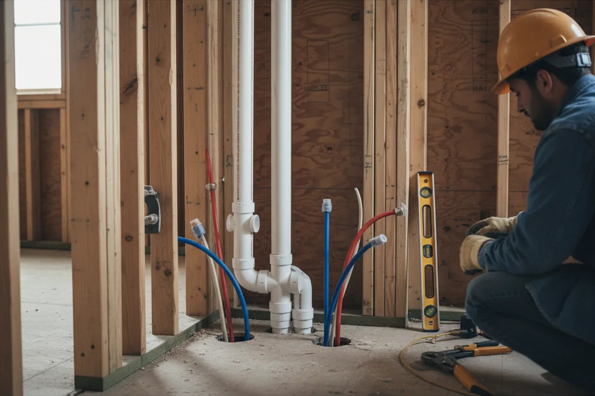 Drain and supply rough-in during Sump Pump Repair in Tuscaloosa